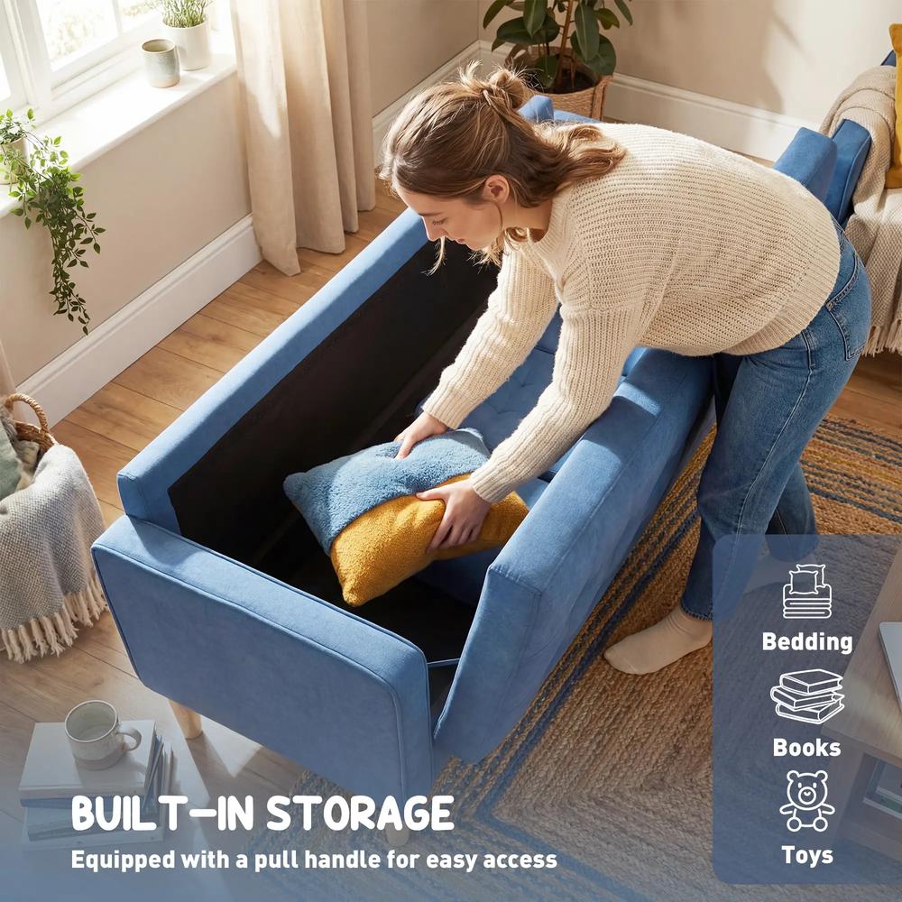 HOMCOM 3 Seater Sofa, 169cm Couch with Hidden Storage, Wood Legs Additional View 17