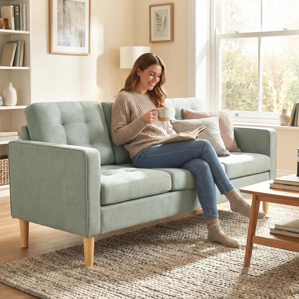 HOMCOM 3 Seater Sofa, 169cm Couch with Hidden Storage, Wood Legs Additional View 2