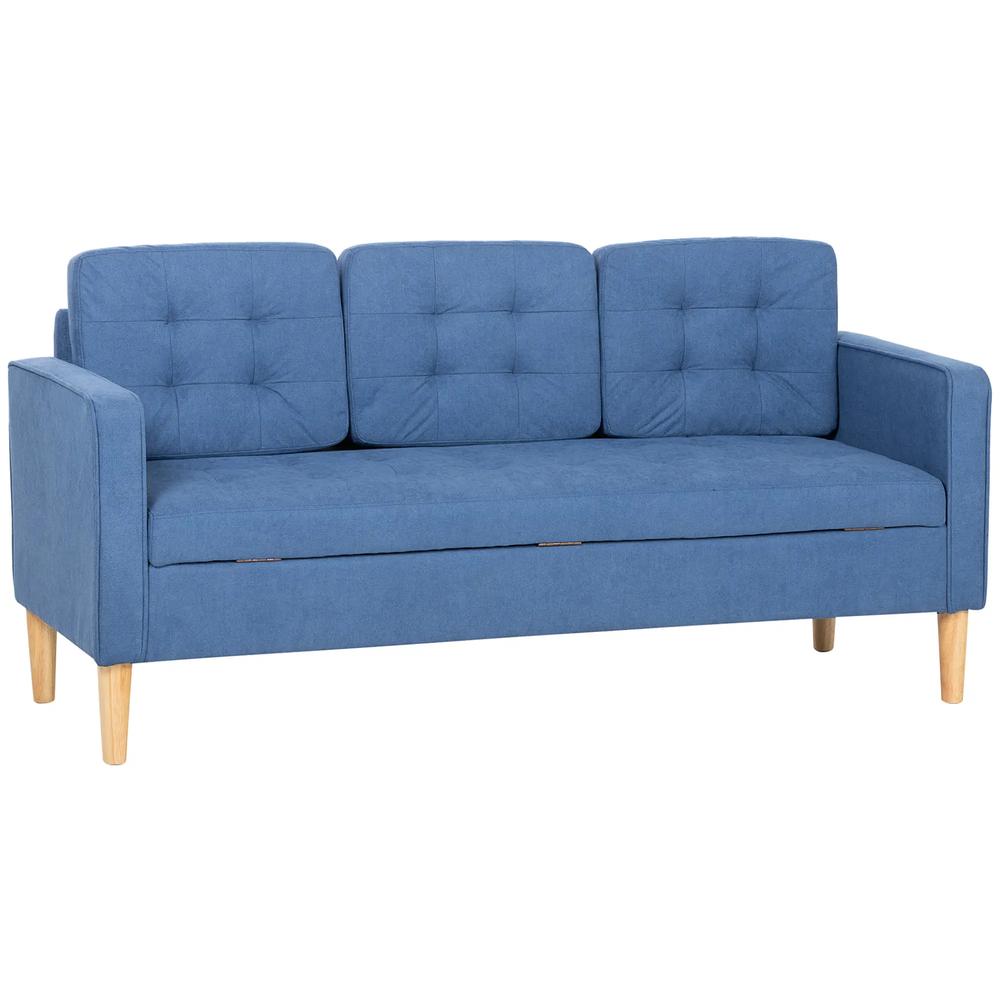HOMCOM 3 Seater Sofa, 169cm Couch with Hidden Storage, Wood Legs Additional View 22