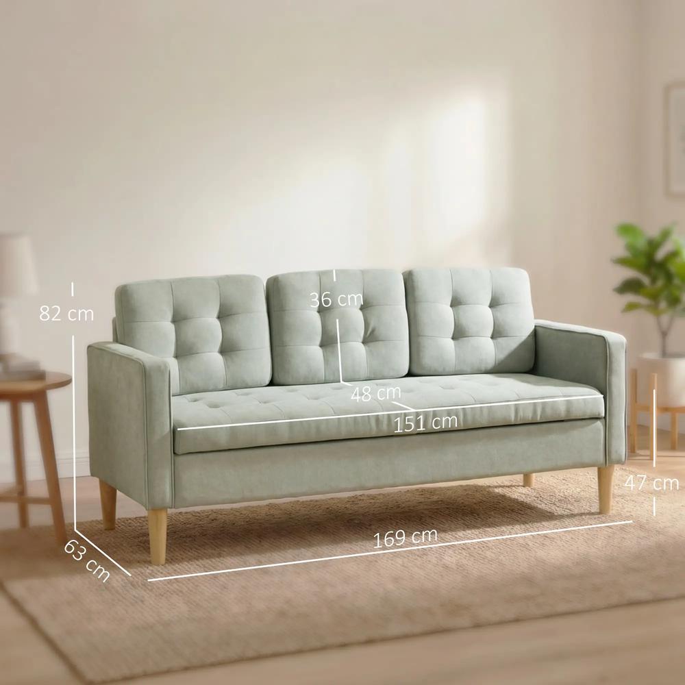 HOMCOM 3 Seater Sofa, 169cm Couch with Hidden Storage, Wood Legs Additional View 3