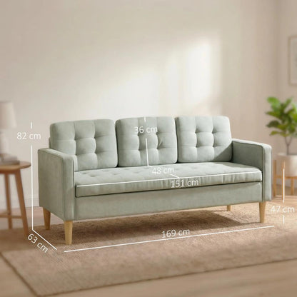 HOMCOM 3 Seater Sofa, 169cm Couch with Hidden Storage, Wood Legs Additional View 3