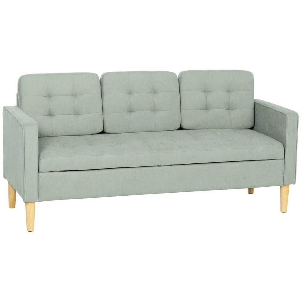 HOMCOM 3 Seater Sofa, 169cm Couch with Hidden Storage, Wood Legs