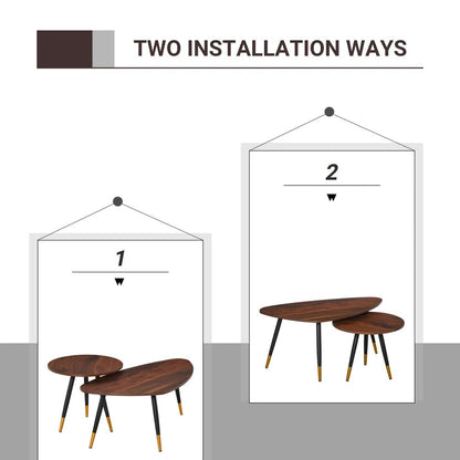 HOMCOM Set of Two Scandinavian-Style Coffee Tables - Walnut Additional View 5
