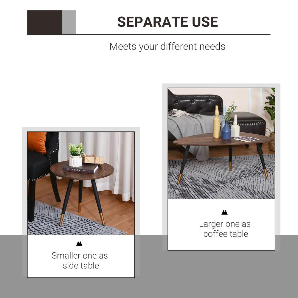 HOMCOM Set of Two Scandinavian-Style Coffee Tables - Walnut Additional View 6