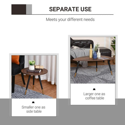 HOMCOM Set of Two Scandinavian-Style Coffee Tables - Walnut Additional View 6