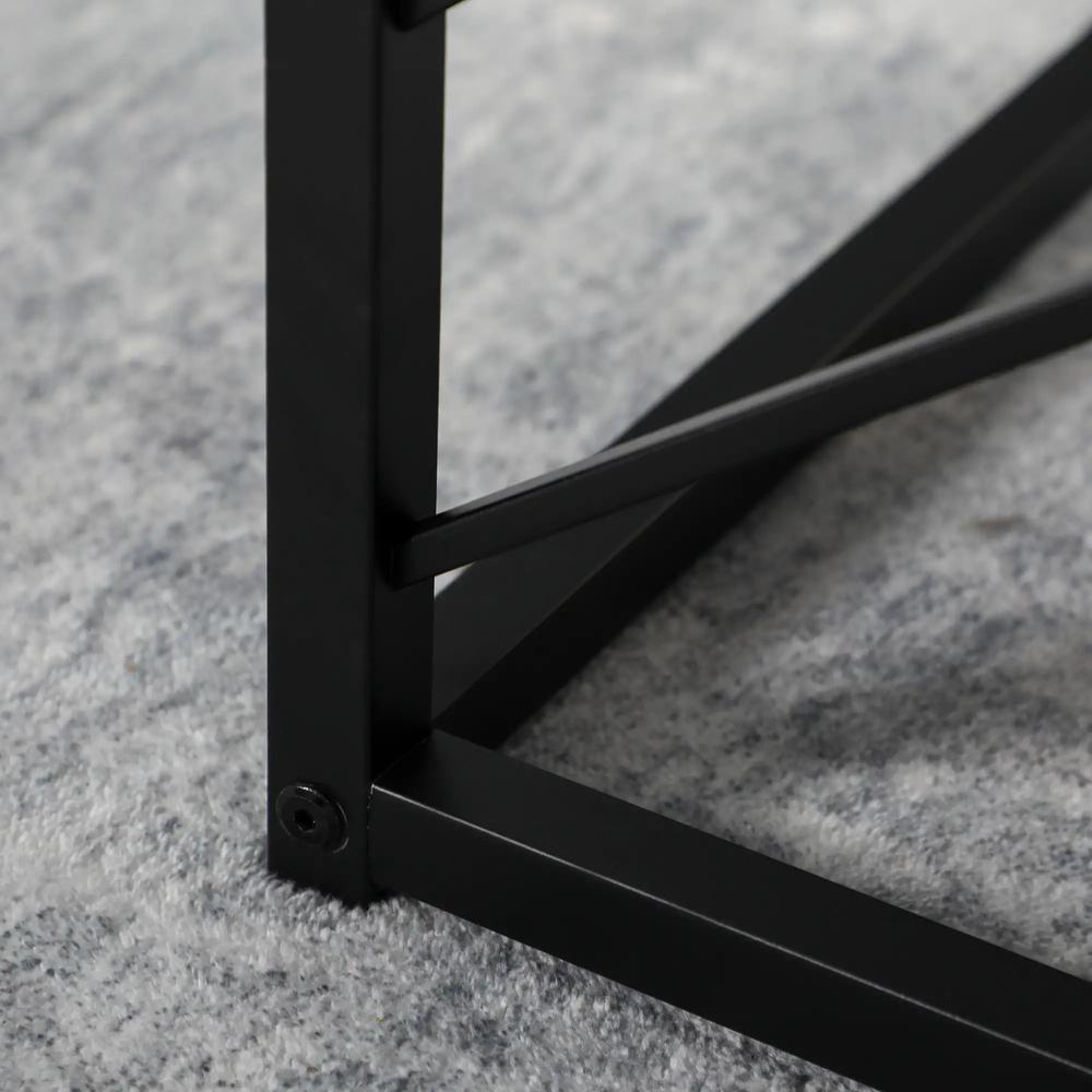 HOMCOM Nesting Coffee Tables, Set of 3 Square Side Tables with Black Metal Frame, for Living Room, Bedroom and Office Additional View 9