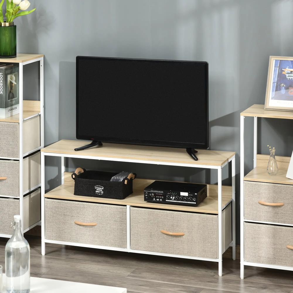 HOMCOM TV Stand Cabinet with 2 Foldable Drawers Additional View 13