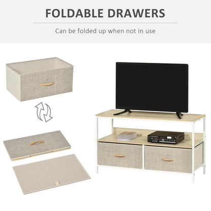 HOMCOM TV Stand Cabinet with 2 Foldable Drawers Additional View 15