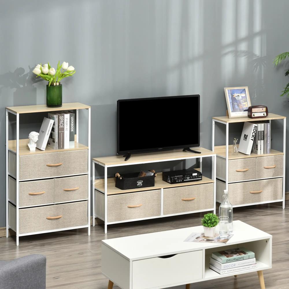 HOMCOM TV Stand Cabinet with 2 Foldable Drawers Additional View 18