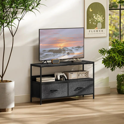 HOMCOM TV Stand Cabinet with 2 Foldable Drawers Additional View 2