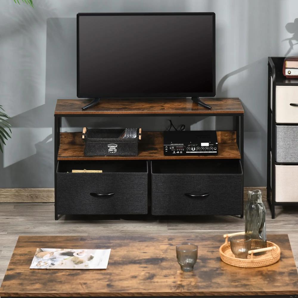HOMCOM TV Stand Cabinet with 2 Foldable Drawers Additional View 28
