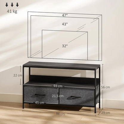 HOMCOM TV Stand Cabinet with 2 Foldable Drawers Additional View 3
