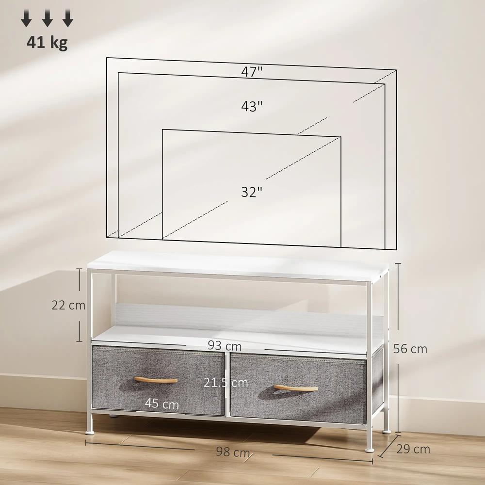 HOMCOM TV Stand Cabinet with 2 Foldable Drawers Additional View 34