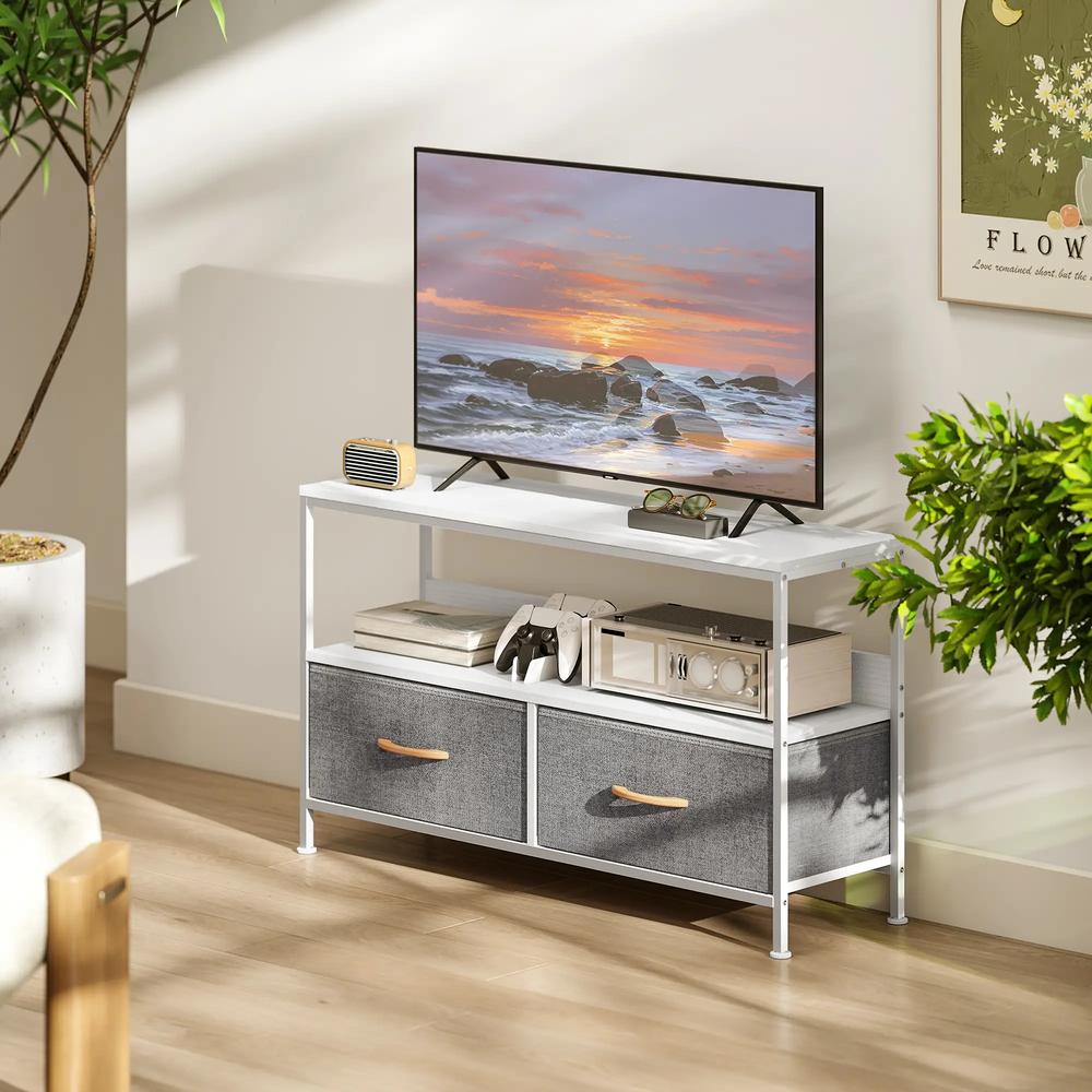 HOMCOM TV Stand Cabinet with 2 Foldable Drawers Additional View 38
