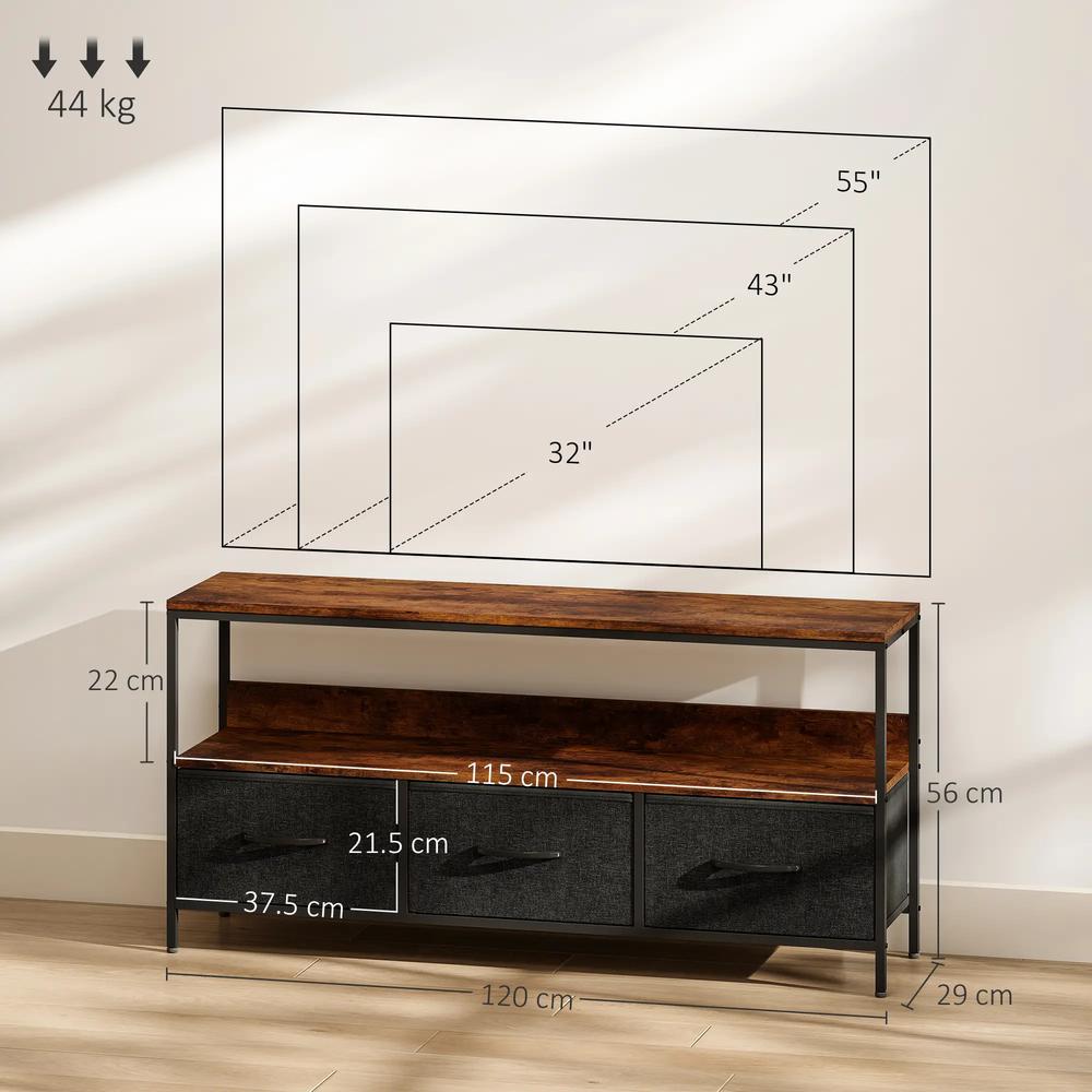 HOMCOM TV Stand Cabinet with 3 Foldable Drawers Additional View 14
