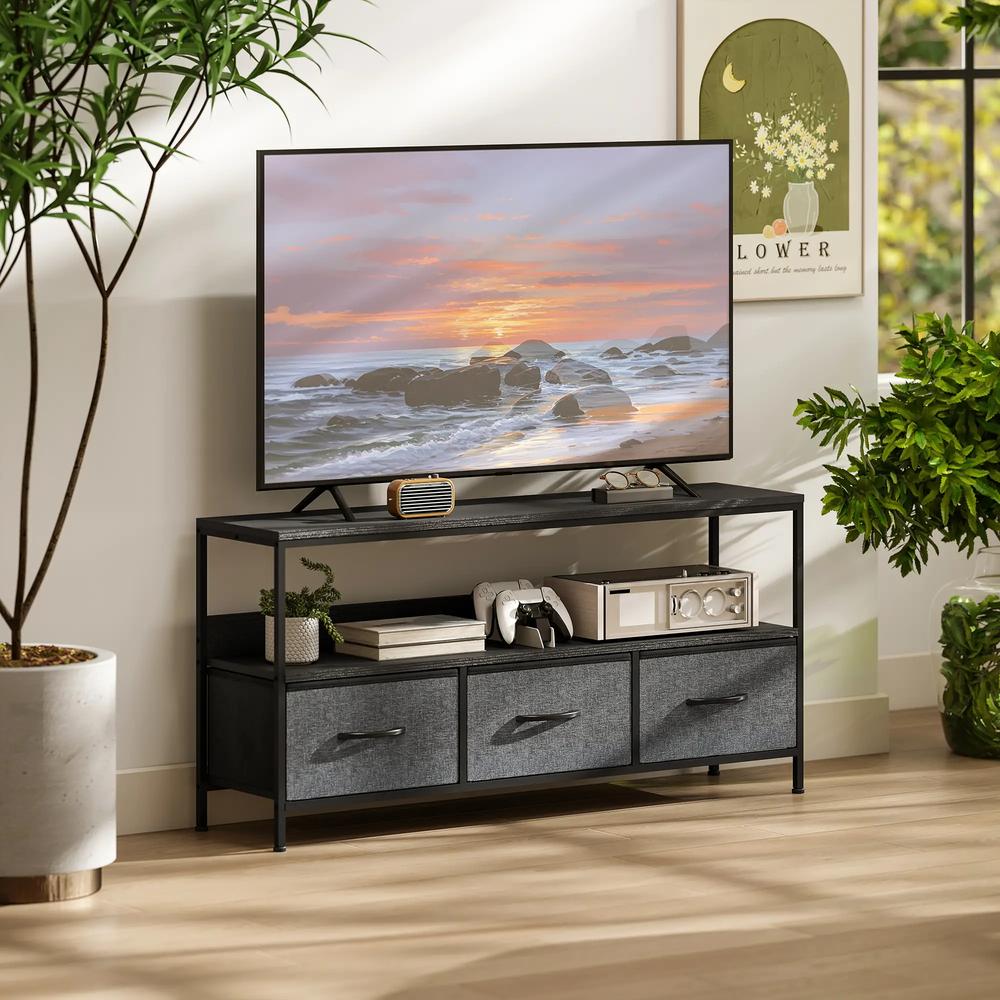 HOMCOM TV Stand Cabinet with 3 Foldable Drawers Additional View 2