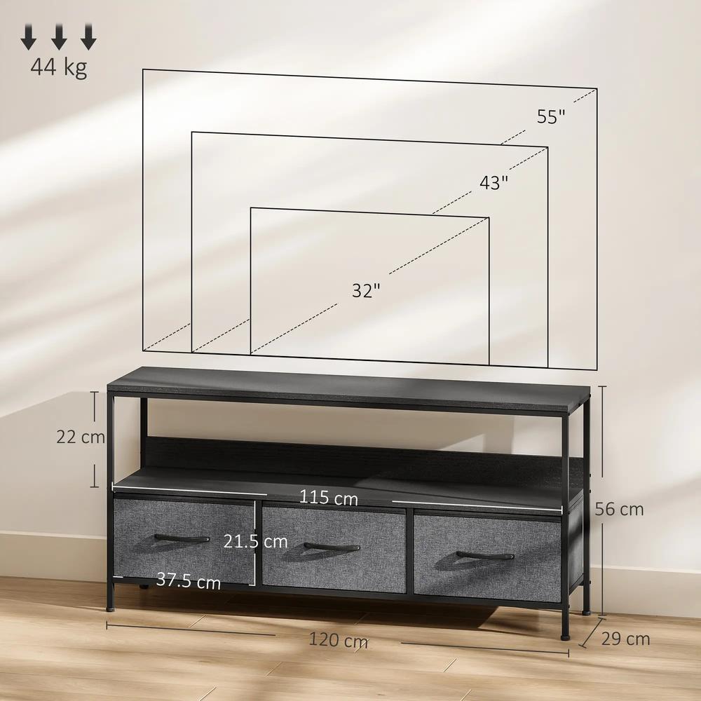 HOMCOM TV Stand Cabinet with 3 Foldable Drawers Additional View 3