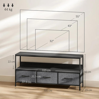 HOMCOM TV Stand Cabinet with 3 Foldable Drawers Additional View 3