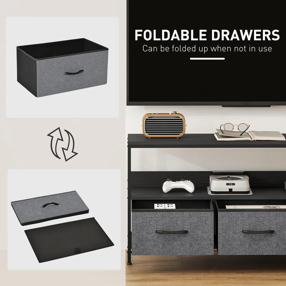 HOMCOM TV Stand Cabinet with 3 Foldable Drawers Additional View 4