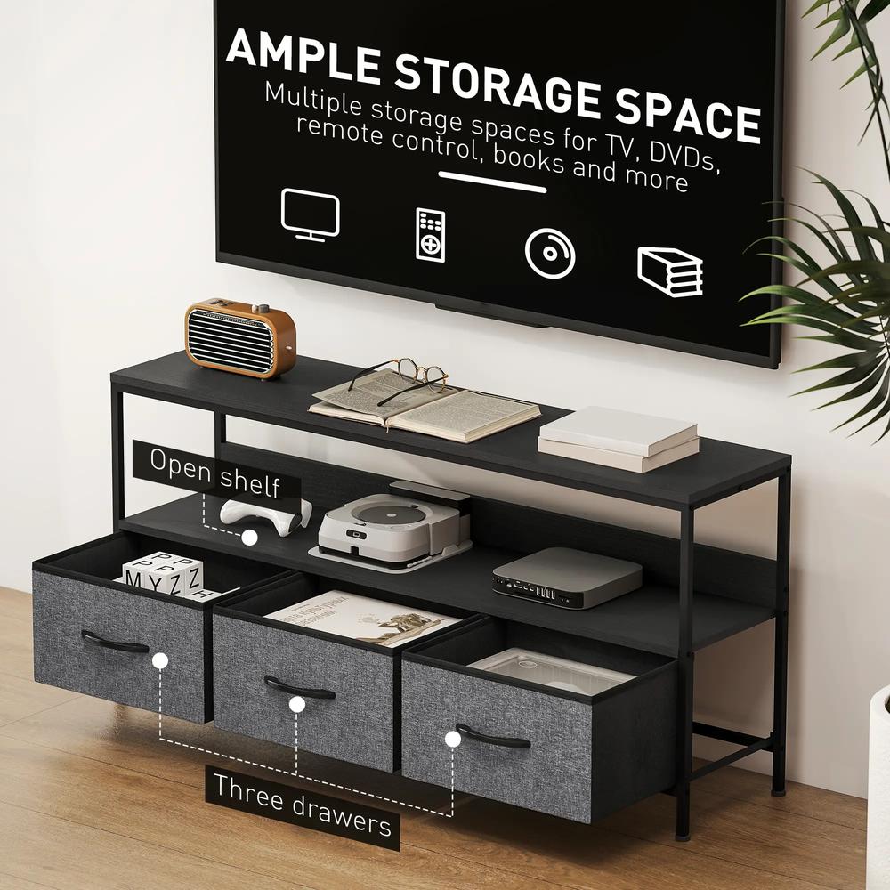 HOMCOM TV Stand Cabinet with 3 Foldable Drawers Additional View 5