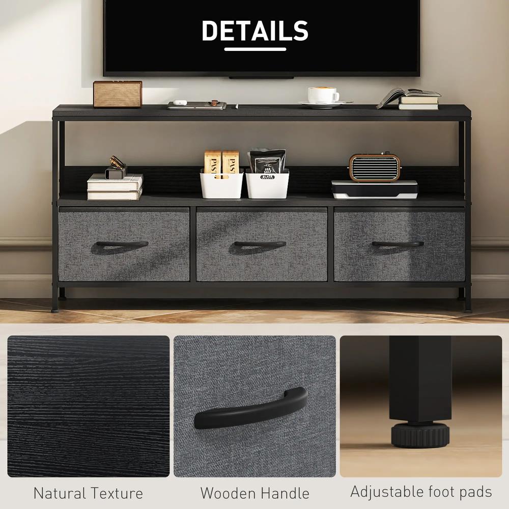 HOMCOM TV Stand Cabinet with 3 Foldable Drawers Additional View 6