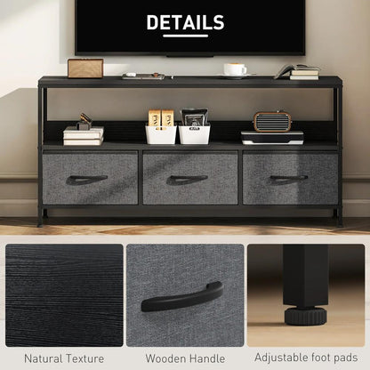 HOMCOM TV Stand Cabinet with 3 Foldable Drawers Additional View 6