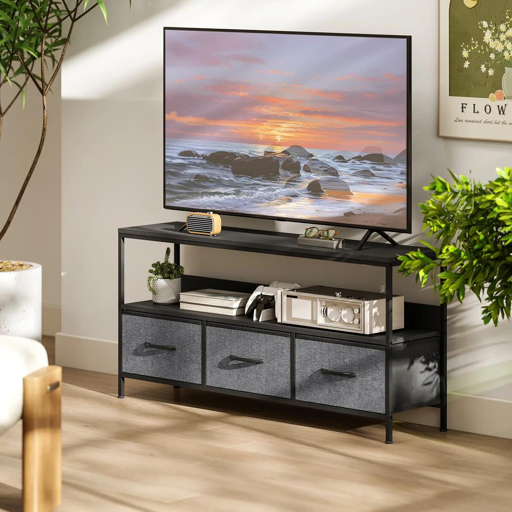 HOMCOM TV Stand Cabinet with 3 Foldable Drawers Additional View 7