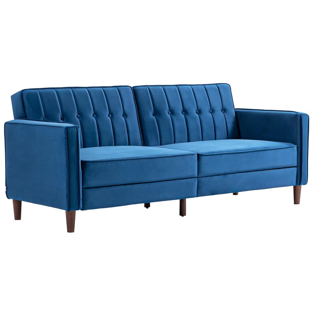 HOMCOM Velvet-Feel Three-Seater Sofa Bed Additional View 11