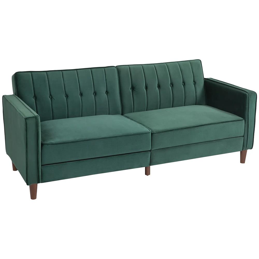HOMCOM Velvet-Feel Three-Seater Sofa Bed Additional View 12