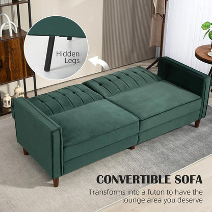 HOMCOM Velvet-Feel Three-Seater Sofa Bed Additional View 15
