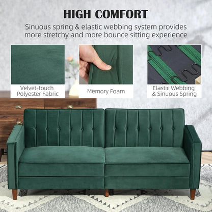 HOMCOM Velvet-Feel Three-Seater Sofa Bed Additional View 17