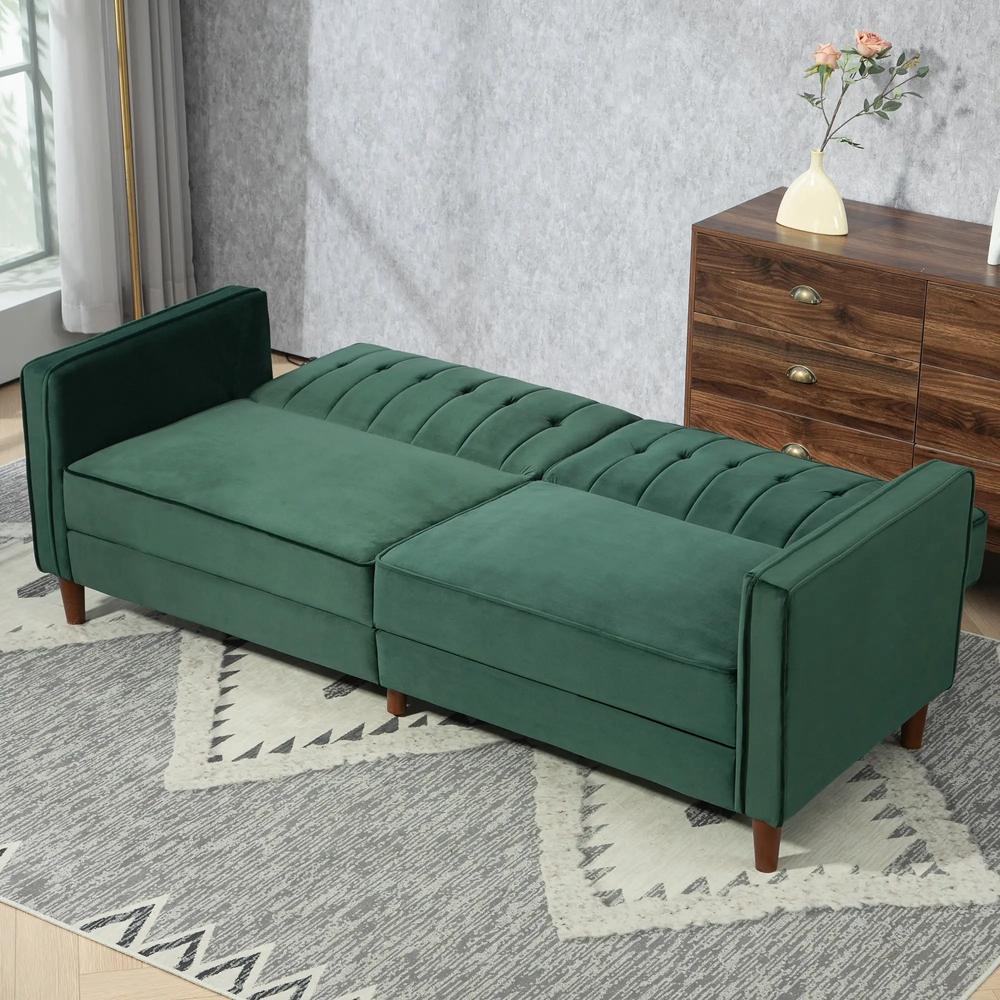 HOMCOM Velvet-Feel Three-Seater Sofa Bed Additional View 18