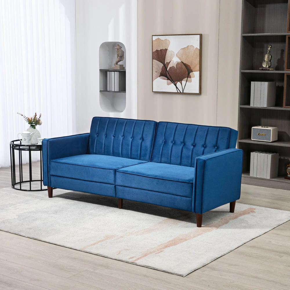 HOMCOM Velvet-Feel Three-Seater Sofa Bed Additional View 2