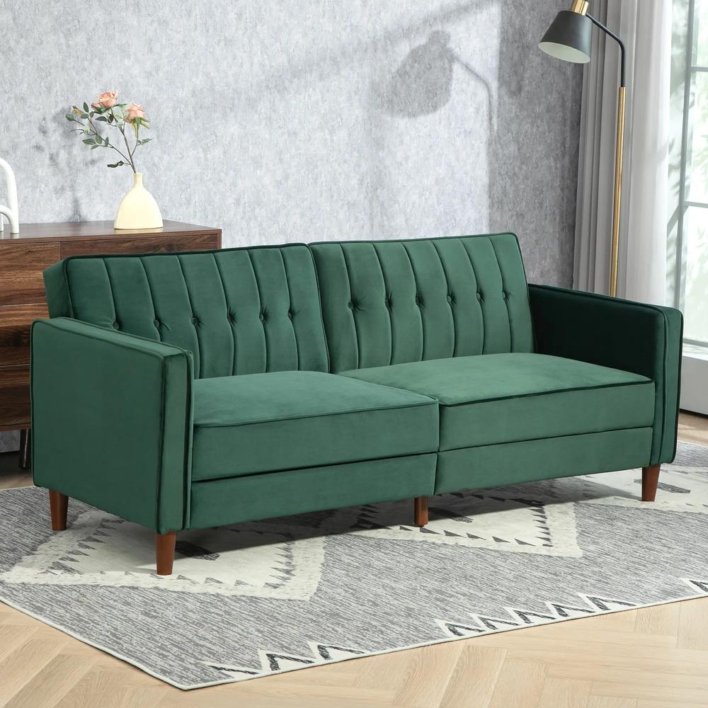 HOMCOM Velvet-Feel Three-Seater Sofa Bed Additional View 21