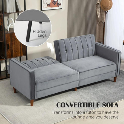 HOMCOM Velvet-Feel Three-Seater Sofa Bed Additional View 26