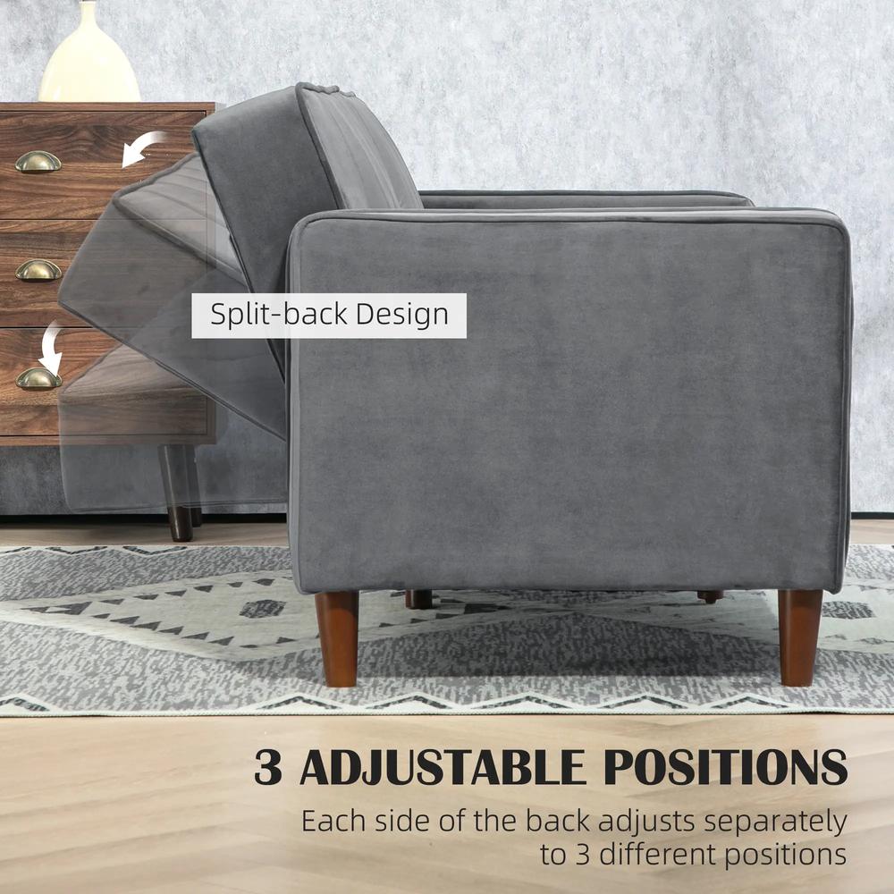 HOMCOM Velvet-Feel Three-Seater Sofa Bed Additional View 27