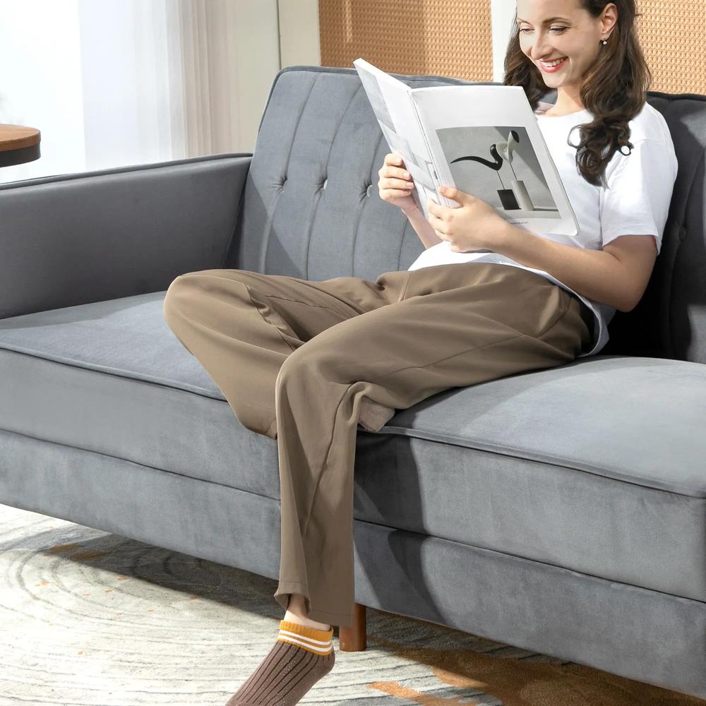HOMCOM Velvet-Feel Three-Seater Sofa Bed Additional View 29