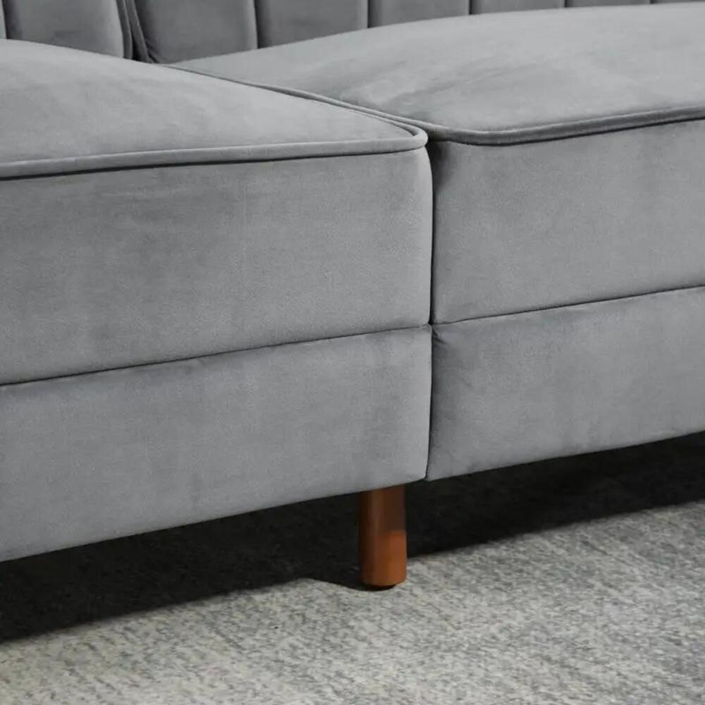HOMCOM Velvet-Feel Three-Seater Sofa Bed Additional View 32