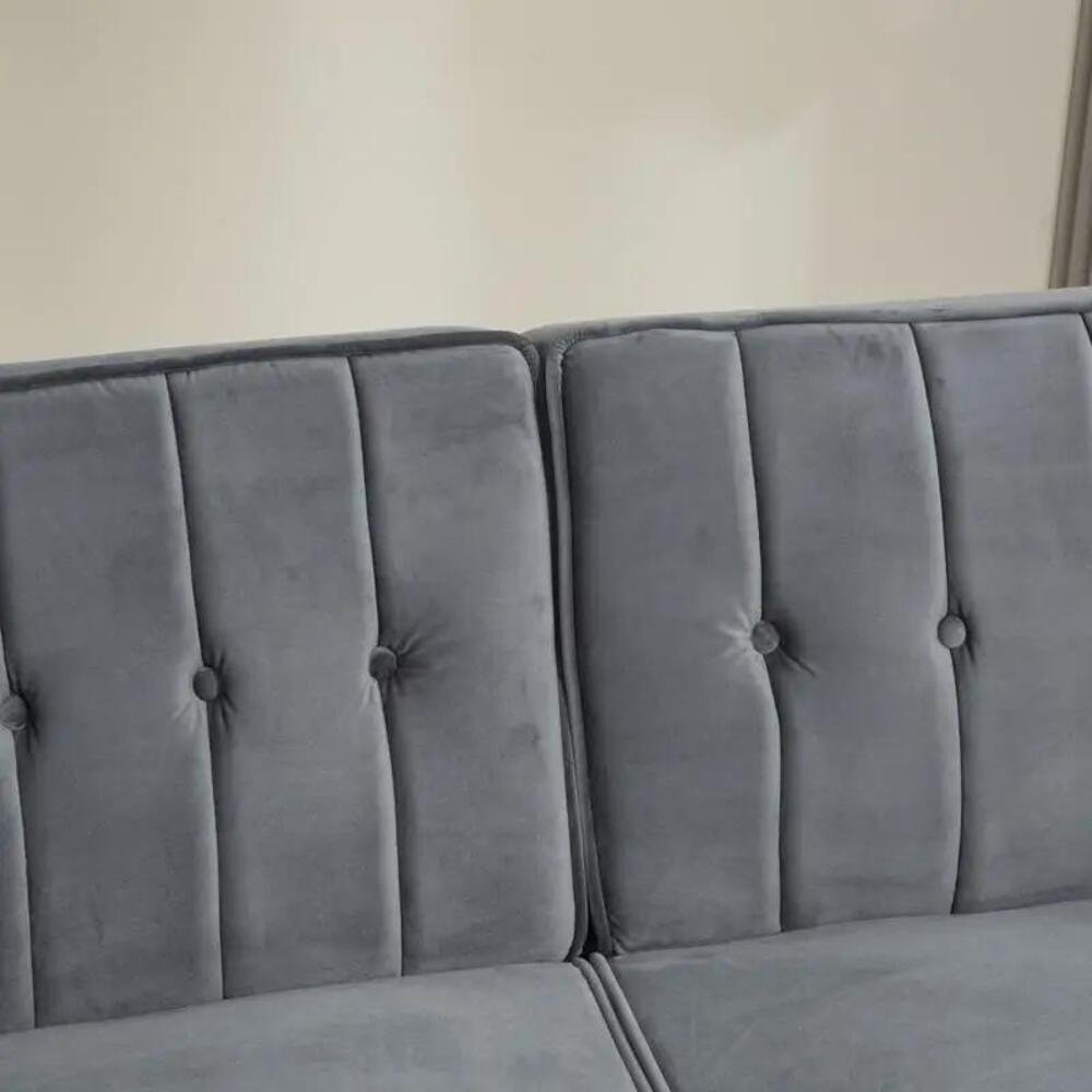 HOMCOM Velvet-Feel Three-Seater Sofa Bed Additional View 33
