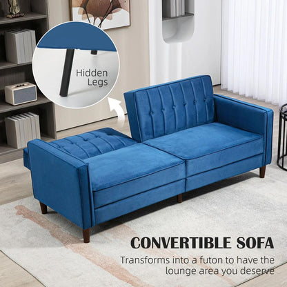 HOMCOM Velvet-Feel Three-Seater Sofa Bed Additional View 4