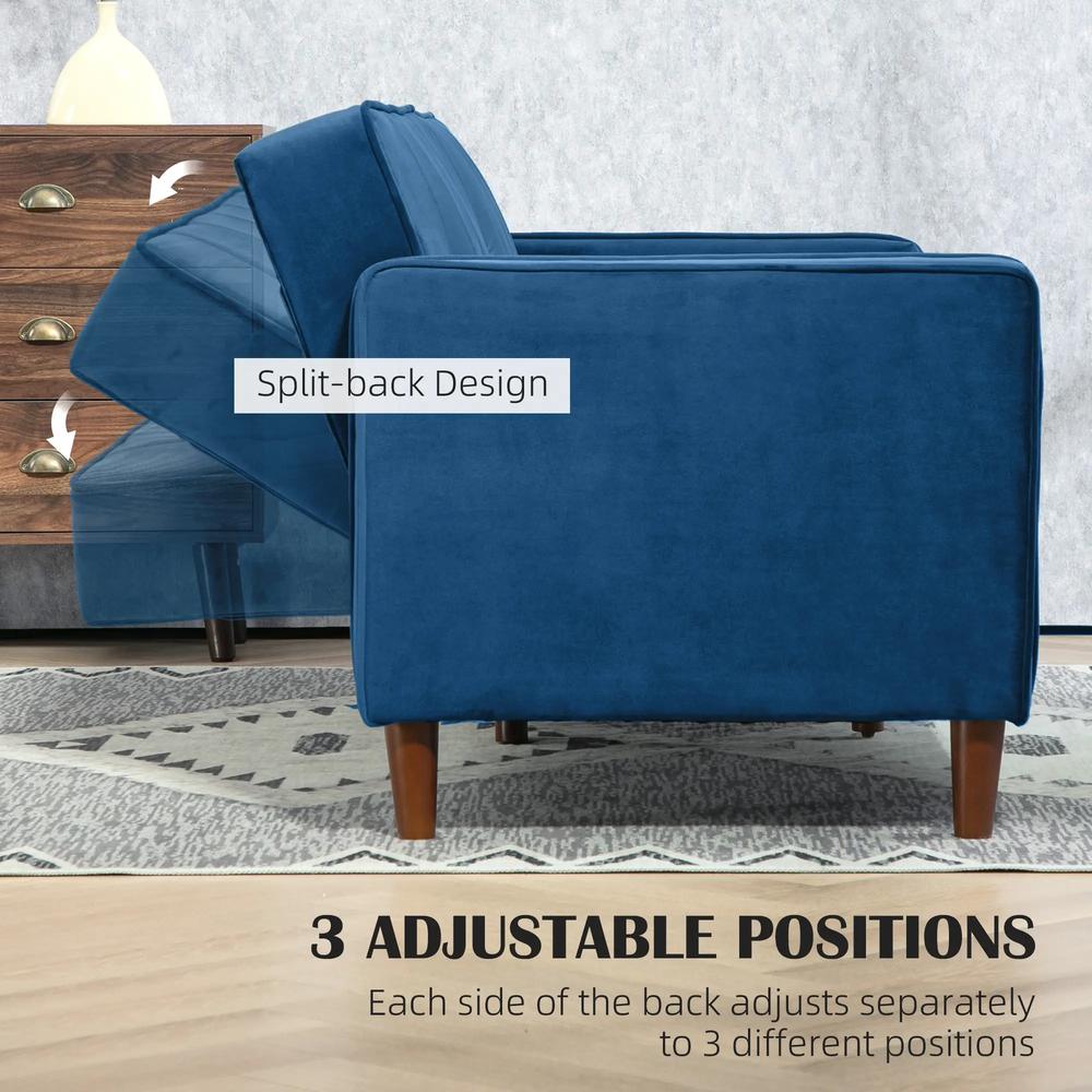 HOMCOM Velvet-Feel Three-Seater Sofa Bed Additional View 5