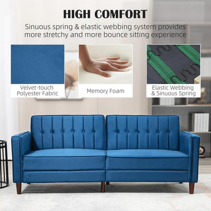 HOMCOM Velvet-Feel Three-Seater Sofa Bed Additional View 6