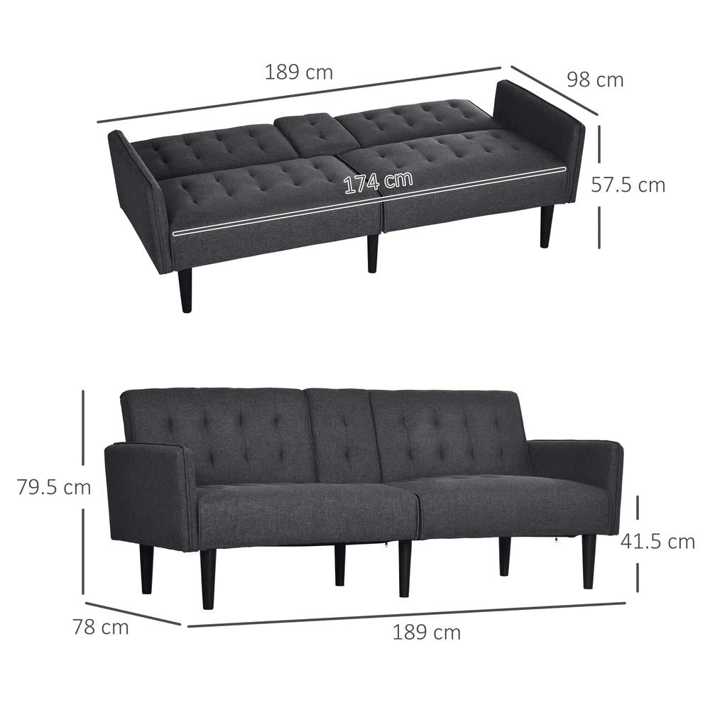 HOMCOM Three-Seater Sofa Bed, with Cupholders Additional View 14