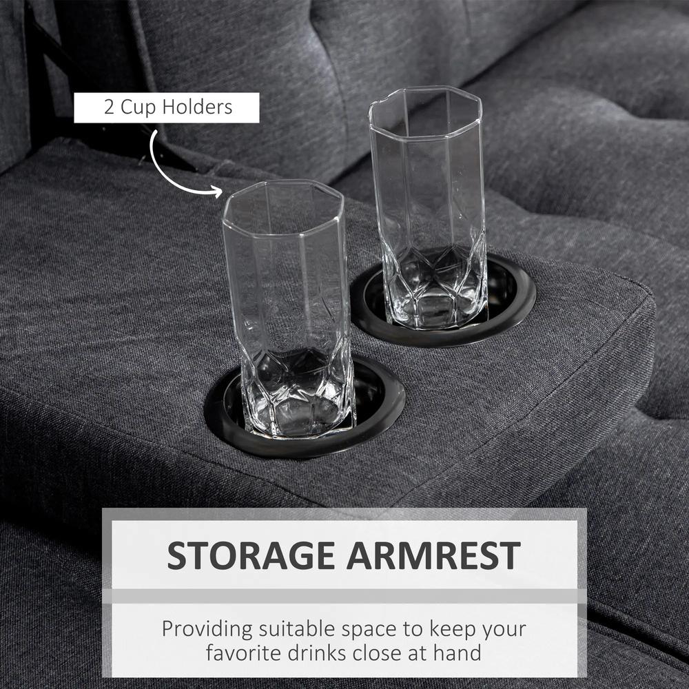 HOMCOM Three-Seater Sofa Bed, with Cupholders Additional View 15