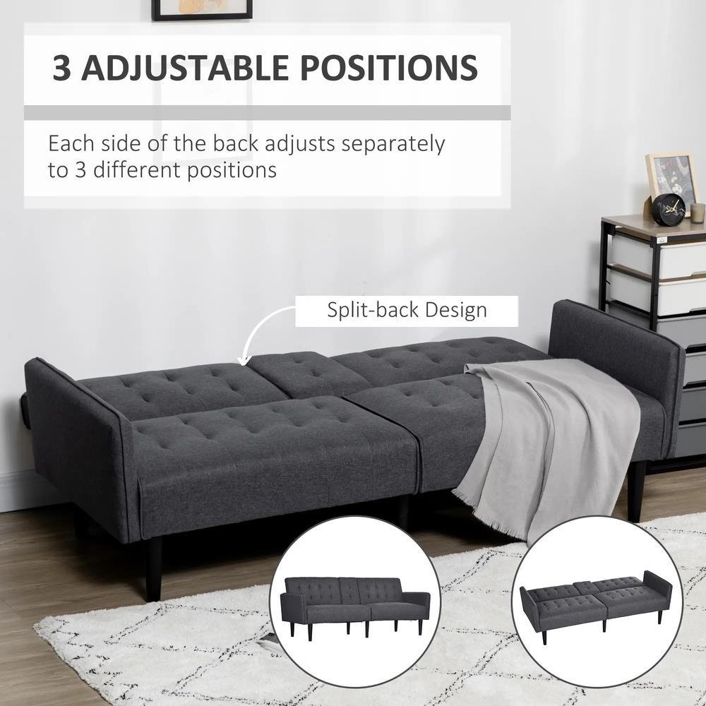 HOMCOM Three-Seater Sofa Bed, with Cupholders Additional View 17