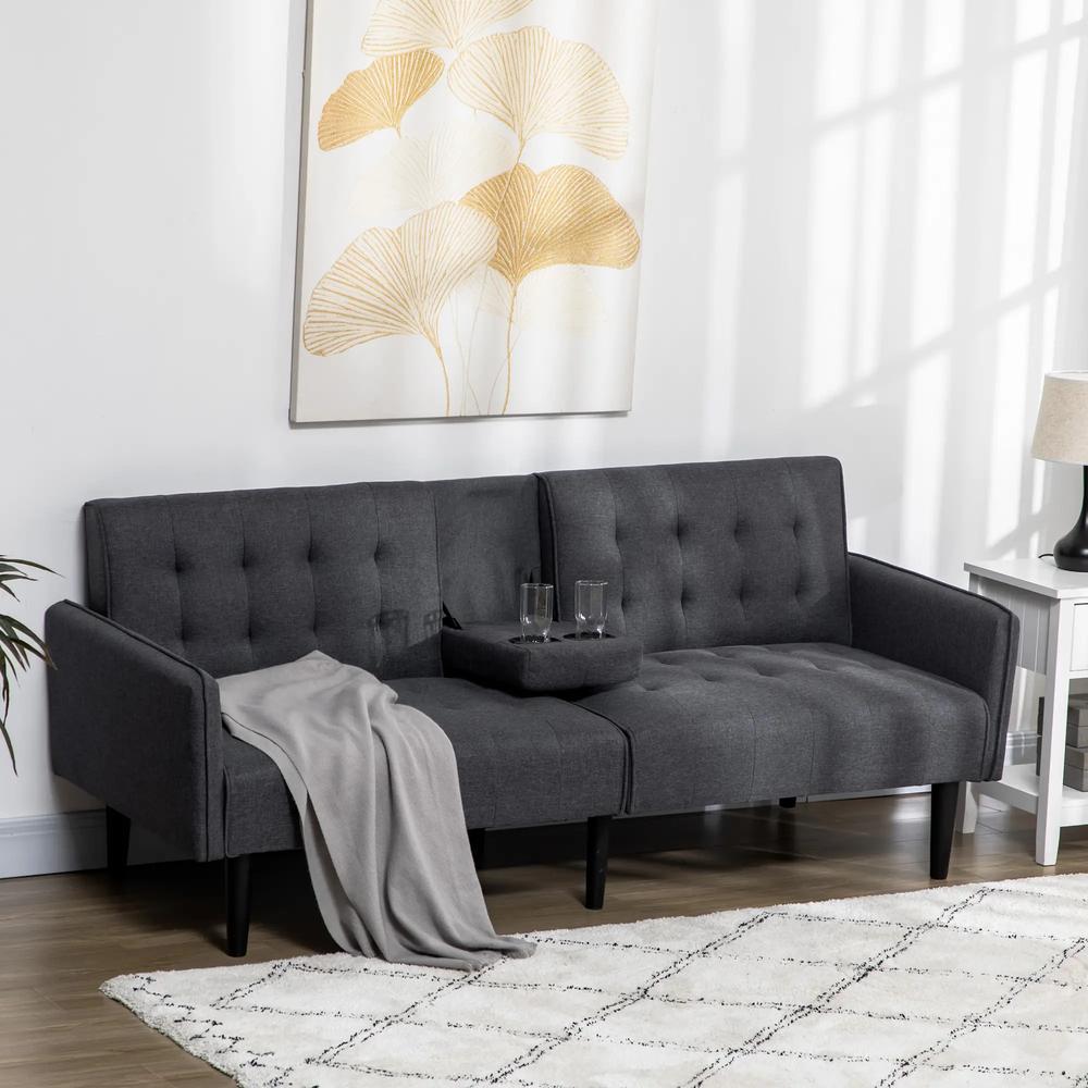 HOMCOM Three-Seater Sofa Bed, with Cupholders Additional View 19