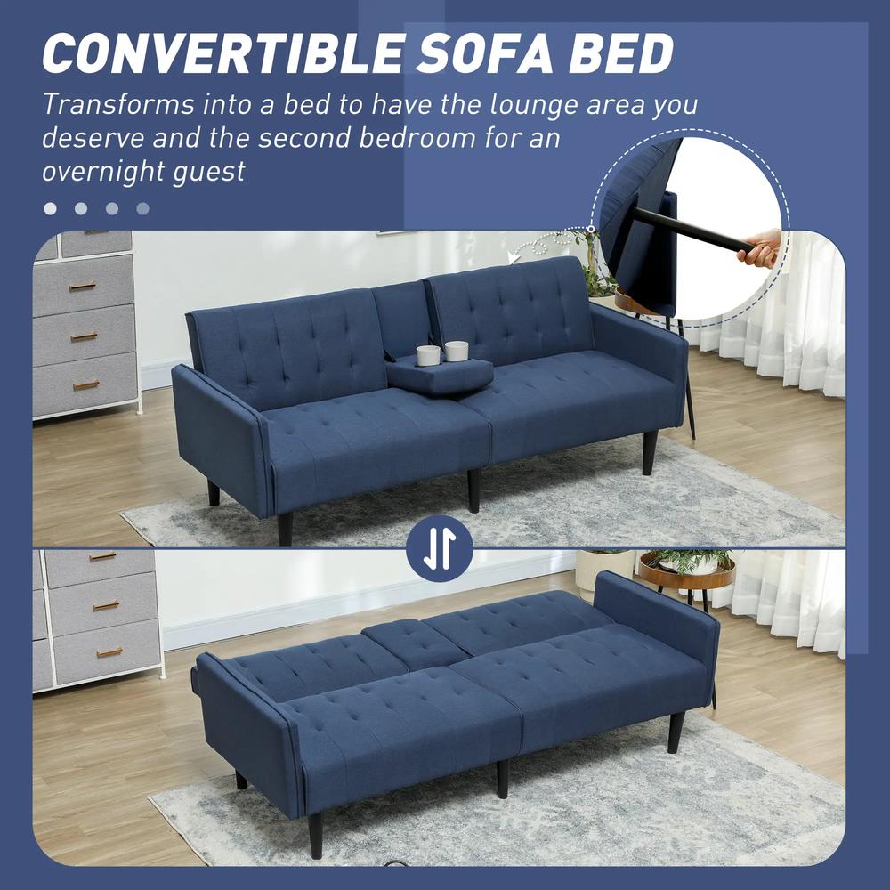 HOMCOM Three-Seater Sofa Bed, with Cupholders Additional View 5