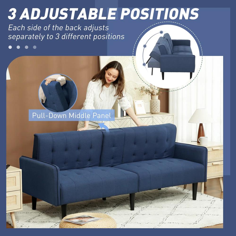 HOMCOM Three-Seater Sofa Bed, with Cupholders Additional View 6