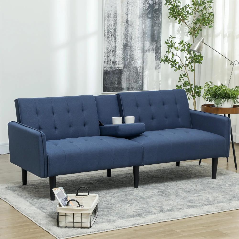 HOMCOM Three-Seater Sofa Bed, with Cupholders Additional View 10
