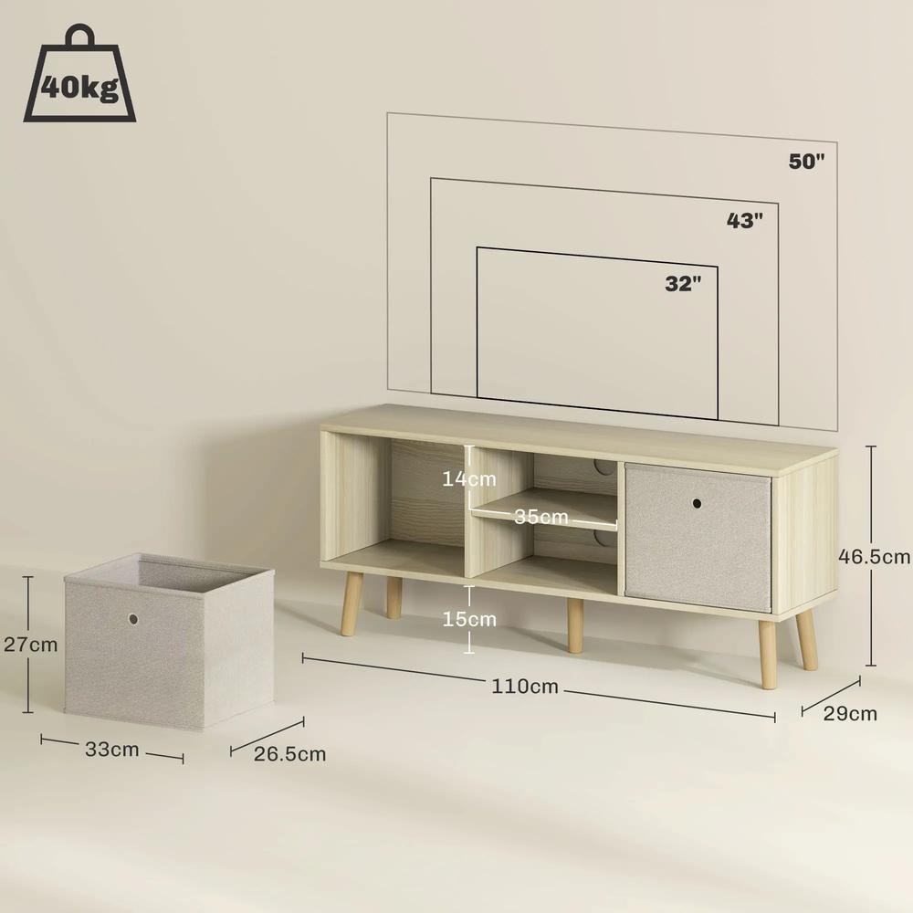 HOMCOM TV Cabinet Stand Unit for TVs up to 50'' with Foldable Drawers, Entertainment Centre for Living Room Additional View 14